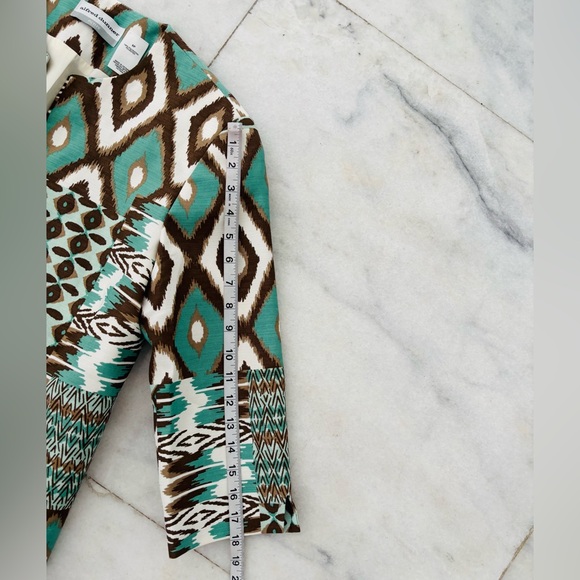 VTG Alfred Dunner Blazer Green Brown Geometric Aztec Open Women 6P Artsy Office - Picture 6 of 9